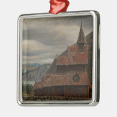 ノルウェーのステーブ教会(Knud Baade著) メタルオーナメント (左)