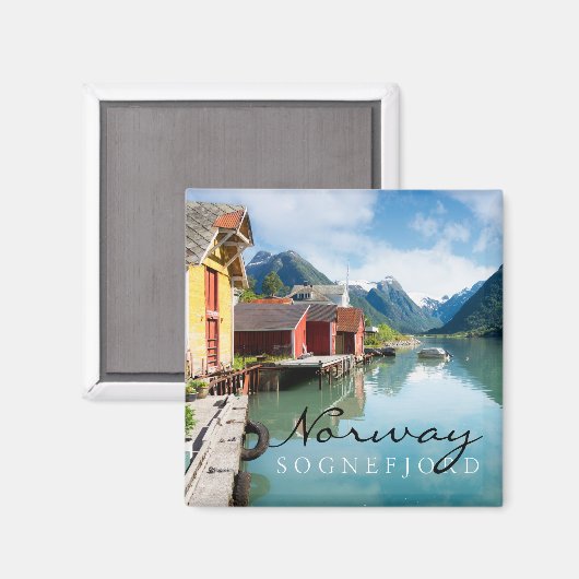 ノルウェーのソグネフィヨルドの風景 マグネット (正面/裏面)