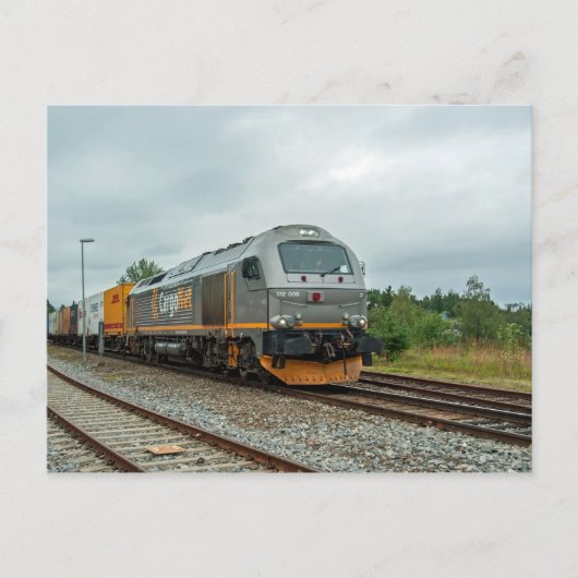 ノルウェーのディーゼル車のコンテナ列車 ポストカード (正面)