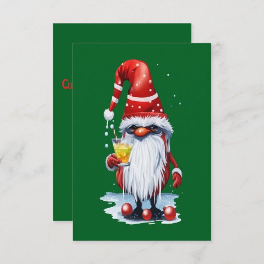 ノルウェーのトムテがホットトディを持っている 招待状 (正面/裏面)