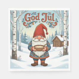 ノルウェーのニッセ God Jul クリスマス ナプキン スタンダードランチョンナプキン
