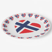 ノルウェーのハートの形の旗 ペーパープレート (アングル)