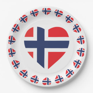 ノルウェーのハートの形の旗 ペーパープレート