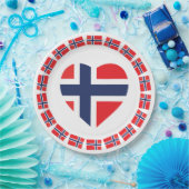 ノルウェーのハートの形の旗 ペーパープレート (パーティー)
