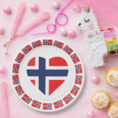 ノルウェーのハートの形の旗 ペーパープレート (パーティー)