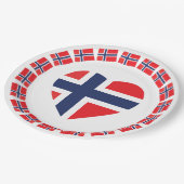 ノルウェーのハートの形の旗 ペーパープレート (アングル)