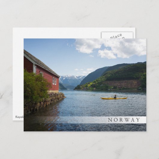 ノルウェーのハードアンゲルフィヨルドをカヤック ポストカード (正面/裏面)