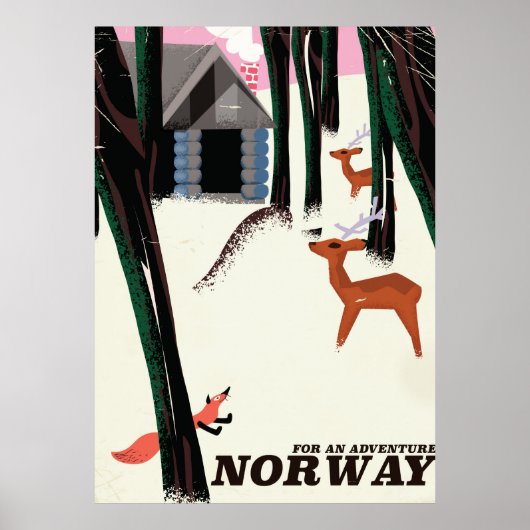 ノルウェーのビンテージ旅行ポスター風景 ポスター (正面)