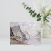 ノルウェーのフィヨルドでのボート遊び(キャンバス上の油彩) ポストカード (スタンド正面)