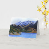 ノルウェーのフィヨルドと山 カード (黄色い花)