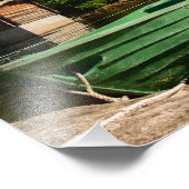 ノルウェーのフィヨルドに浮かぶ緑のボート フォトプリント            (角)