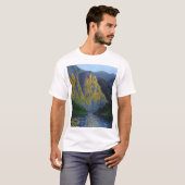 ノルウェーのフィヨルドの日の入り Tシャツ (正面フル)