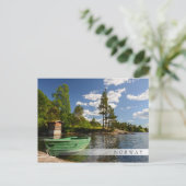 ノルウェーのフィヨルドの緑の船のバー付きポストカード ポストカード (スタンド正面)