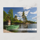 ノルウェーのフィヨルドの緑の船のバー付きポストカード ポストカード (正面)