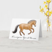 ノルウェーのフィヨルドの馬の挨拶状 カード (黄色い花)