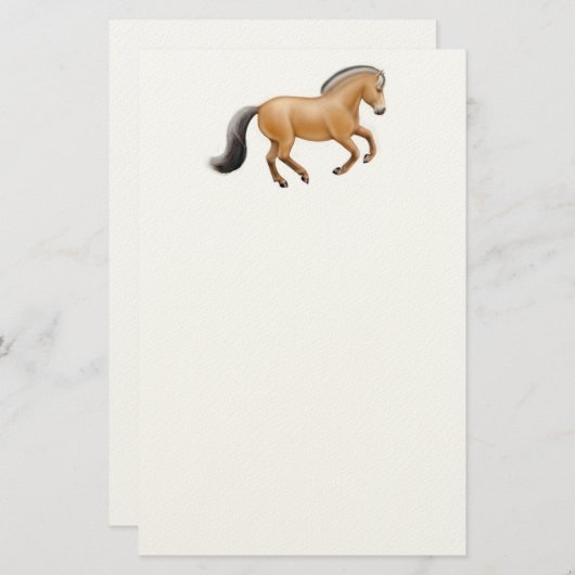 ノルウェーのフィヨルドの馬の文房具 便箋 (正面/裏面)