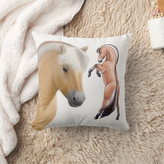 ノルウェーのフィヨルドの馬の枕 クッション (ブランケット)