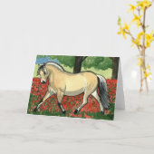 ノルウェーのフィヨルドの馬の芸術 カード (黄色い花)
