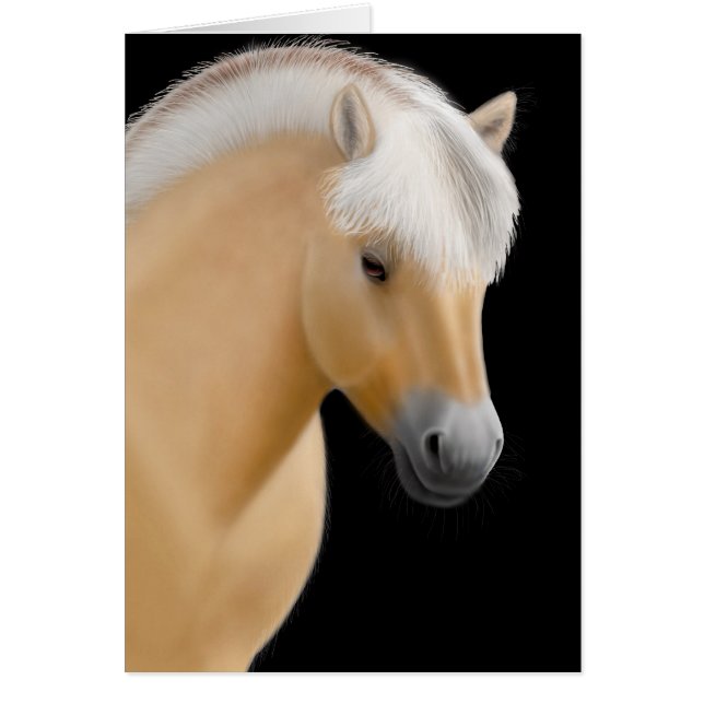 ノルウェーのフィヨルドの馬カード (正面)