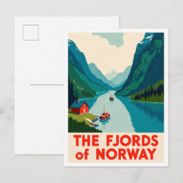 ノルウェーのフィヨルド芸術ヴィンテージ旅行 ポストカード