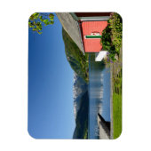 ノルウェーのフィヨルド表示+ボートハウス長方形マグネット マグネット (縦)