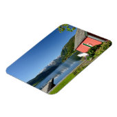 ノルウェーのフィヨルド表示+ボートハウス長方形マグネット マグネット (左側)