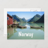 ノルウェーのフィヨルド風景文字葉書 ポストカード (正面/裏面)