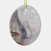 ノルウェーのフィヨルド(キャンバスの油)の船遊び セラミックオーナメント (右)