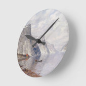 ノルウェーのフィヨルド(キャンバスの油)の船遊び ラウンド壁時計 (傾斜)