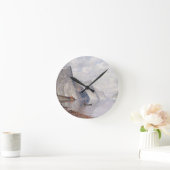 ノルウェーのフィヨルド(キャンバスの油)の船遊び ラウンド壁時計 (ホーム)