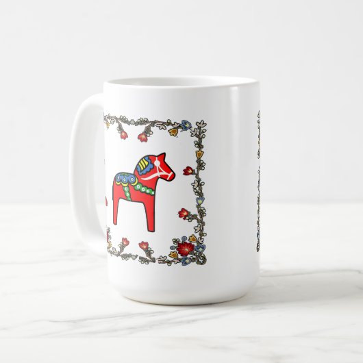 ノルウェーのブナドフローラとダラ·ホース コーヒーマグカップ (正面左)