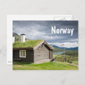 ノルウェーのポストカードにソッド屋根のログキャビン ポストカード (正面/裏面)
