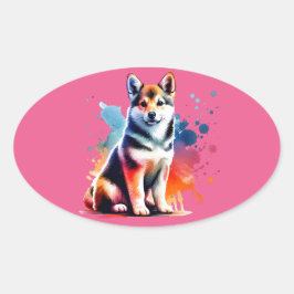 ノルウェーのランデフンド犬 楕円形シール