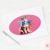 ノルウェーのランデフンド犬 楕円形シール (封筒)