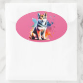 ノルウェーのランデフンド犬 楕円形シール (バッグ)