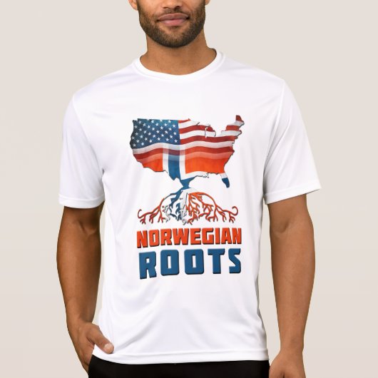ノルウェーのルーツUSA国旗の伝統 Tシャツ (正面)