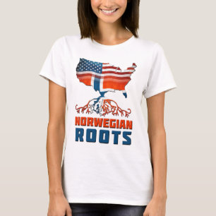 ノルウェーのルーツUSA国旗の伝統Tシャツ Tシャツ