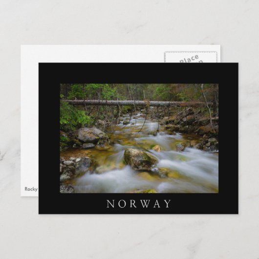 ノルウェーのロッキーフォレストクリーク黒葉書 ポストカード (正面/裏面)