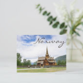 ノルウェーのロムにあるStave church文字はがき ポストカード (スタンド正面)