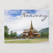 ノルウェーのロムにあるStave church文字はがき ポストカード (正面)