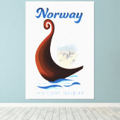 ノルウェーのロングボート旅行ポスター キャンバスプリント (インサイチュ (ウッドフロア))