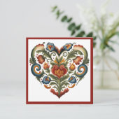ノルウェーのローゼマリン民俗アートのハートバレンタイン シーズンカード (スタンド正面)