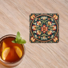 ノルウェーのローゼマリン装飾民俗芸術 スクエアペーパーコースター