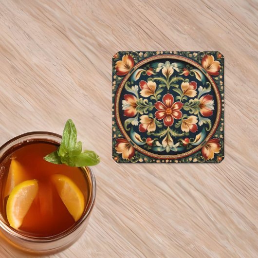 ノルウェーのローゼマリン装飾民俗芸術 スクエアペーパーコースター
