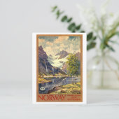 ノルウェーのヴィンテージ旅行ポスター ポストカード (スタンド正面)