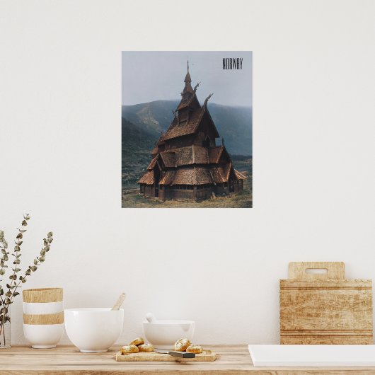 ノルウェーの中世ステーブ教会ポスター ポスター (キッチン)
