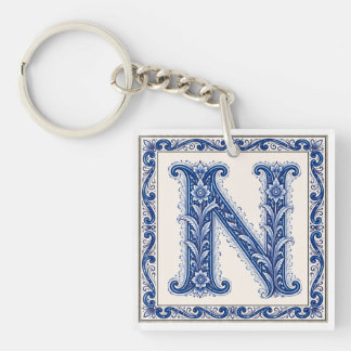 ノルウェーの伝統あるモノグラムN - ブルー キーホルダー