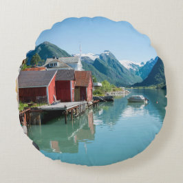 ノルウェーの円形の枕の村そしてフィヨルド ラウンドクッション