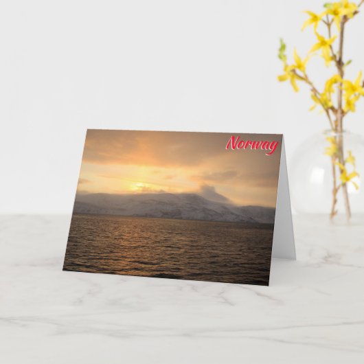 ノルウェーの冬の海岸 カード (黄色い花)