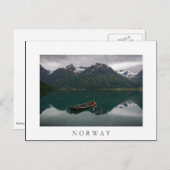 ノルウェーの古い手漕ぎ船と山の白いはがき ポストカード (正面/裏面)